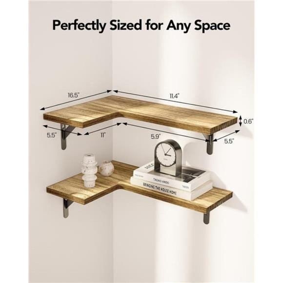 Corner Floating Shelves, Set of 4 Corner Wood Shelves - Picture 4 of 6